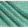 thumbnail image 3 of Soimoi Green Cotton Cambric Fabric Floral & Cow Skull Head Damask Printed Fabric 1 Yard 56 Inch Wide, 3 of 7