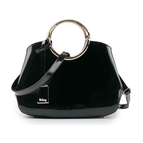 Bolso De Charol Brillante Belug, Negro