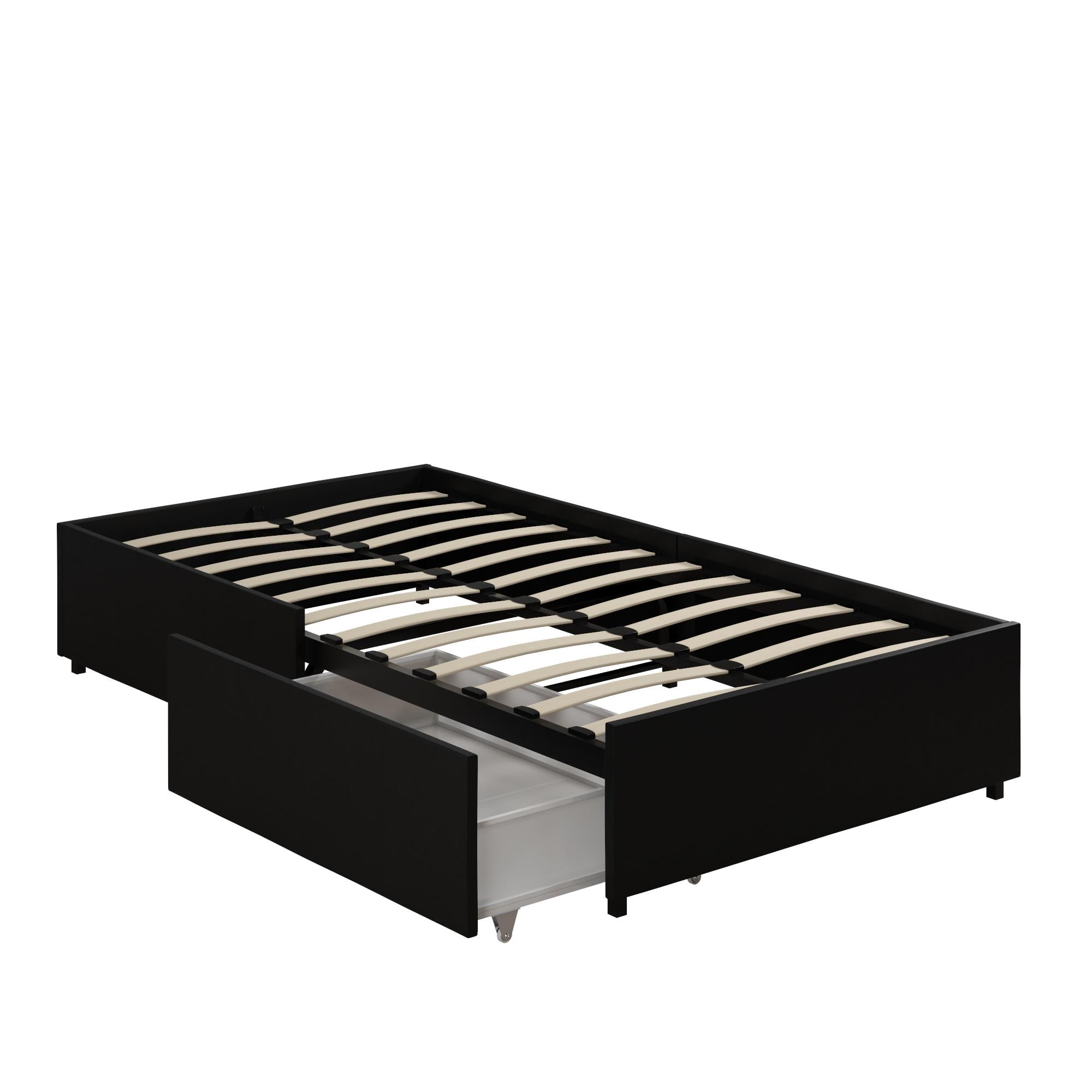 Buy RealRooms Alden Platform Bed with Storage Drawers, Twin, Black Faux