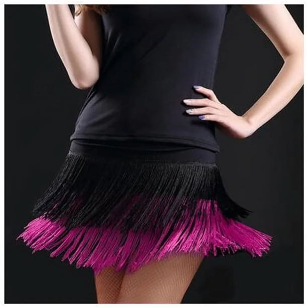 Vestido de baile latino para mujer, falda con doble borla, flecos para actuaciones en escenario, Tango, salón de baile, Chacha, 2024