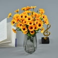 thumbnail image 4 of Mightlink No Watering Non-Wither Realistic Multi Heads Fake Flower Artificial Silk Sunflower Simulation Bouquet Home Decor, 4 of 7