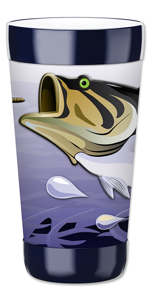 Fish & Dragonfly Art Plates 843-ZIE Mugzie brand 16-Ounce Travel Mug with Insulated Wetsuit Cover 