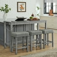 thumbnail image 3 of CQSXDA Modern 4 Piece Bar Table and Chair Set with Power Outlet Including 59 Inch Table and 3 Stools for Versatile Use, Grey, 3 of 14