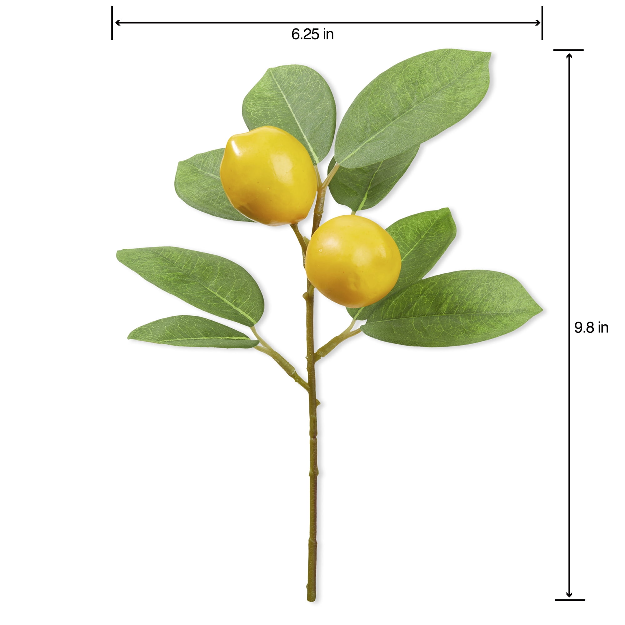 (3 pack) Mainstays Artificial Mini Fruit Pick, Yellow Lemon, 6.25" x 9.8"
