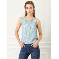 thumbnail image 3 of Blusa De Gasa Con Estampado Floral Sin Mangas Para Mujer, Blusas Informales Forradas Azul XS, 3 of 6