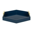 thumbnail image 2 of Kate and Laurel Lipton Hexagon Decorative Tray with Polished Metal Handles, Navy Blue and Gold, 2 of 5