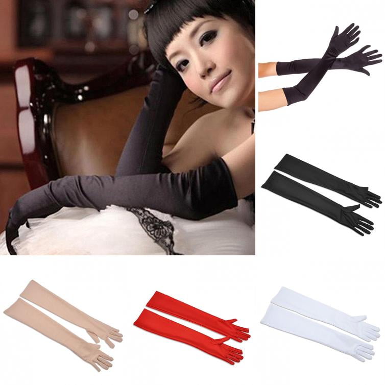 Limei Women's Evening Gloves 21" Long Satin Finger Gloves 1 Pair Pack