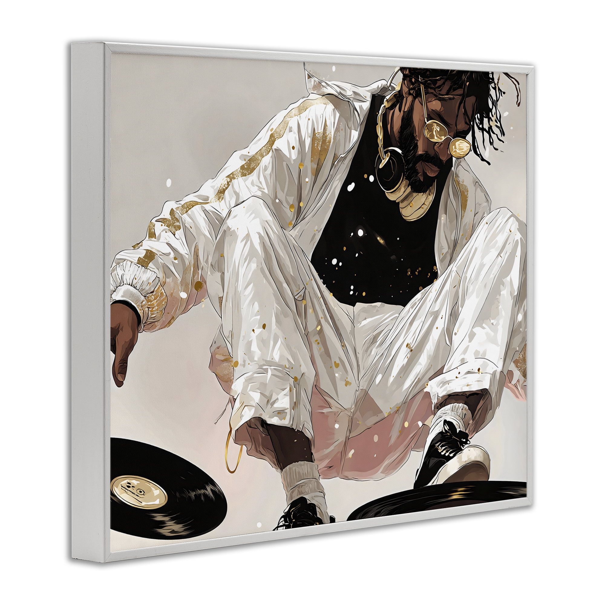 Stupell Industries Record Dance Stylish DJ White Framed Giclee Art, design by Franklyn Gregory