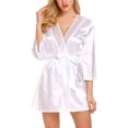 thumbnail image 3 of Camisón sexy Camisón de encaje de mujer Color sólido Albornoz de longitud media Ropa de dormir Inevent AP001711-06, 3 of 7