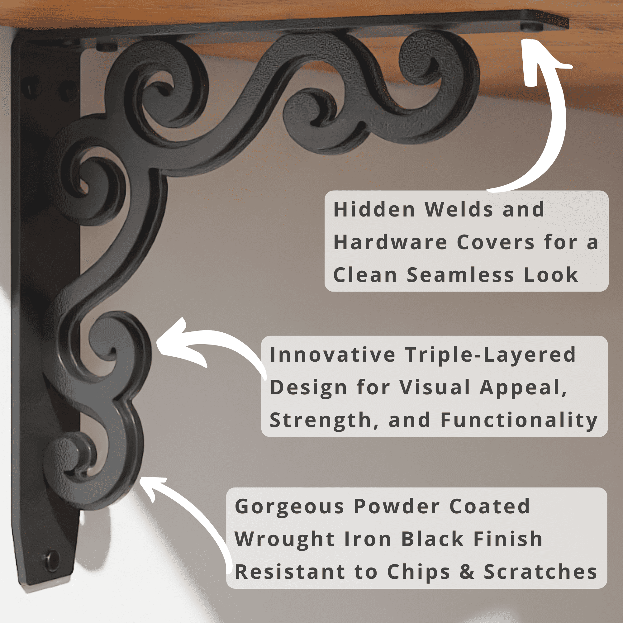 Charleston Heavy Duty Steel Fireplace Mantel Brackets Floating Shelf - 10" x 10" x 2"