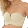 thumbnail image 4 of Brandless Front-Closure Push-Up Bra, Seamless Strapless Underwire Support, Discreet Convertible Multi-Way Bralette for Backless Dresses & Off-Shoulder Tops, Beige, Size L, 4 of 8