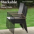 thumbnail image 3 of Summit Living 7 Pieces Outdoor Patio Dinning Set with 6 Aluminum Stackable Chairs and 1 Metal Extendable Table for 6 Person,Black&Gray, 3 of 11
