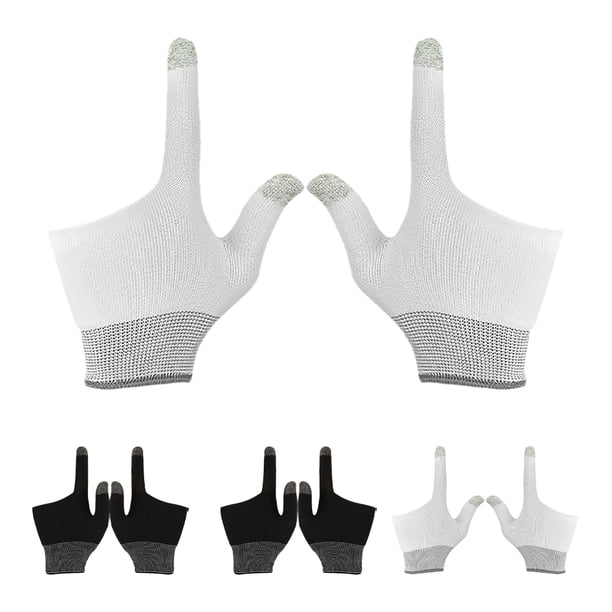 4 pares Guantes de pantalla táctil de juegos con yemas de grafeno de dos dedos de dos dedos de dos dedos para la precisión para billar
