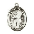 thumbnail image 2 of Mens .925 Sterling Silver Saint Brendan the Navigator Medal Pendant on 24" Rhodium Plated Heavy Curb Brass Chain w/ Lobster Claw Clasp,Catholic Religious Necklace-USA Made Gift Boxed, 2 of 5