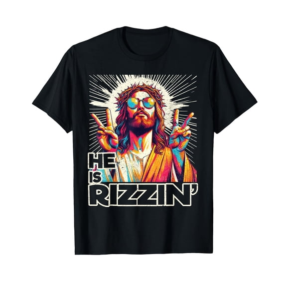 Retro He is Rizzin Funny Jesus Has Rizzen Easter Christian T-Shirt