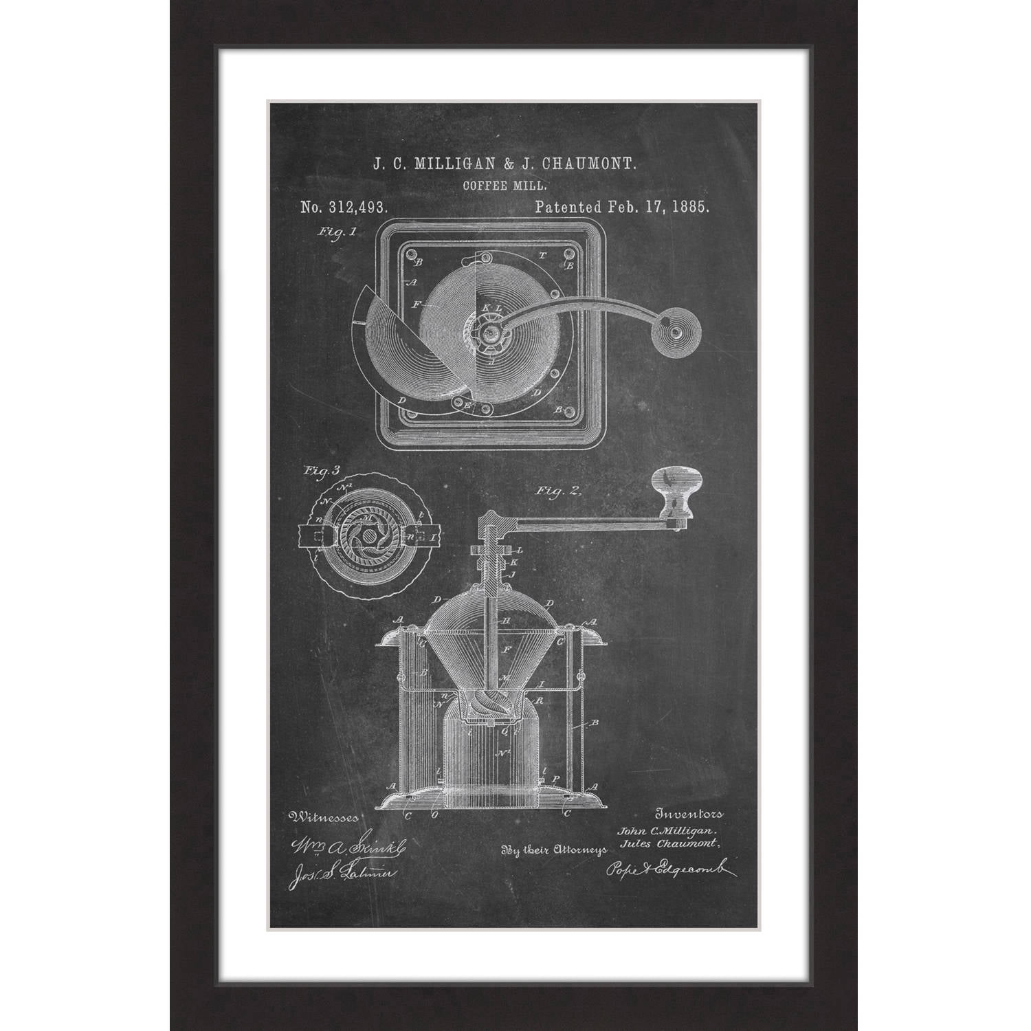 "Coffee Mill 1885 Chalk" Framed Painting Print
