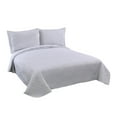thumbnail image 2 of Marina Decoration Solid Embossed Pinsonic Coverlet Bedspread Bedding Ultra Soft Summer Quilt Set with Shams, White Color, 2 of 5