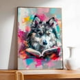 thumbnail image 4 of Hudo Finnish Lapphund Dog read Book Painting Wall Art, Cute dog Headphones - Funny Dog Canvas Poster for Kids' Room Decor Ready to Hang, 4 of 5