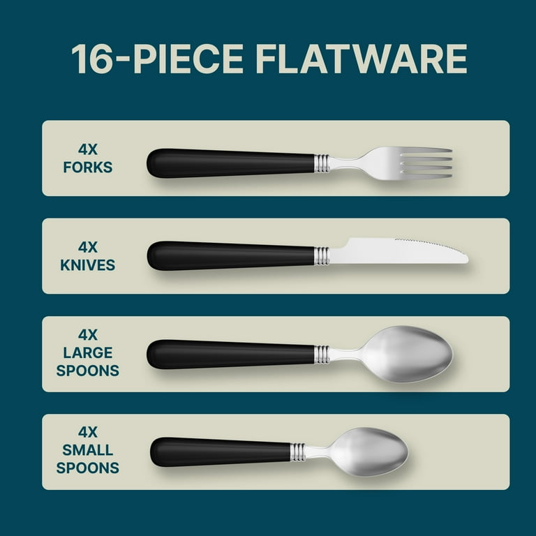Gibson Sensations Ii 16 Piece Plastic Handle Flatware - Walmart.com