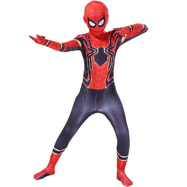 Disfraz de spiderman de la película Iron Spider para niños y adultos, máscara adjunta, trajes de fiesta de carnaval, mono de superhéroe Fivean unisex