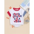 thumbnail image 5 of Aojekbee Baby Independence Day Romper Short Sleeve Crewneck Letter Embroidery Contrast Color Romper, 5 of 10