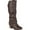Dark Brown, variant on Journee Womens Late Wide Calf Stacked Heel Mid Calf Boots, Widths Available