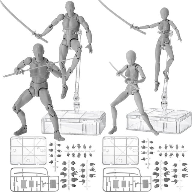 4 Juegos de Figuras de AccióN de Dibujo Artistas Corporales Modelo de Figura de PVC Modelos de Dibujo Figura de Maniquí de Dibujo