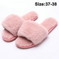 thumbnail image 1 of Women's Fuzzy Open Toe Slippers (Pink, 37-38), 1 of 5