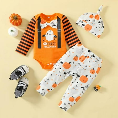

Promotion!Newborn Infant Baby Boy Clothes Long Sleeve Bodysuit Romper Tops + Pants + Hat 3Pc Clothes Set
