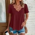 thumbnail image 6 of Outfmvch short sleeve shirts for women plain t shirts for women athletic shirts women summer shirts linen clothes Scallops V Neck Tops Comfortable Breathable Short Sleeved V Neck T Shirt S, 6 of 6