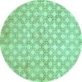 thumbnail image 1 of Ahgly Company Machine Washable Indoor Round Abstract Turquoise Blue Modern Area Rugs, 5' Round, 1 of 4