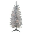 thumbnail image 2 of Northlight 4' Pre-Lit Slim Silver Artificial Tinsel Christmas Tree - Clear Lights, 2 of 4