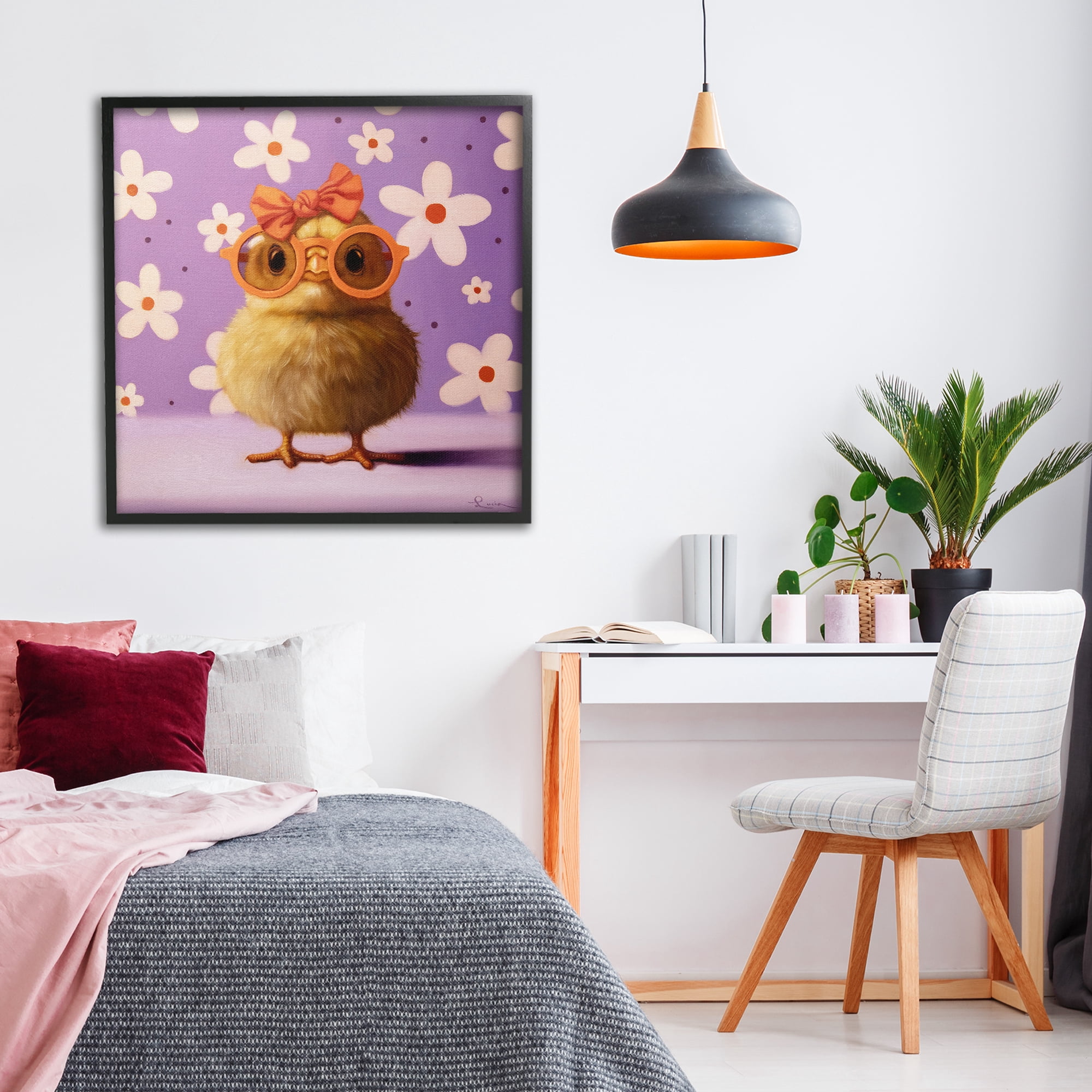 Stupell Industries Bow Peep Groovy Chick Black Framed Giclee Art, design by Lucia Heffernan