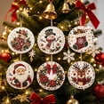 thumbnail image 4 of 6 Pcs Christmas Wooden Diamond Painting Ornament Kit,Round DIY Diamond Art Hanging Pendant Set with Pattern,Handmade Craft Supplies for Christmas Tree Decor,Holiday Family H, 4 of 5