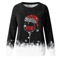thumbnail image 4 of Gibobby Sudaderas para mujer navidad Sudadera con estampado navideño para mujer, sombrero de cristal, sudadera de manga larga, blusa informal, de temperamento(Negro,M), 4 of 5