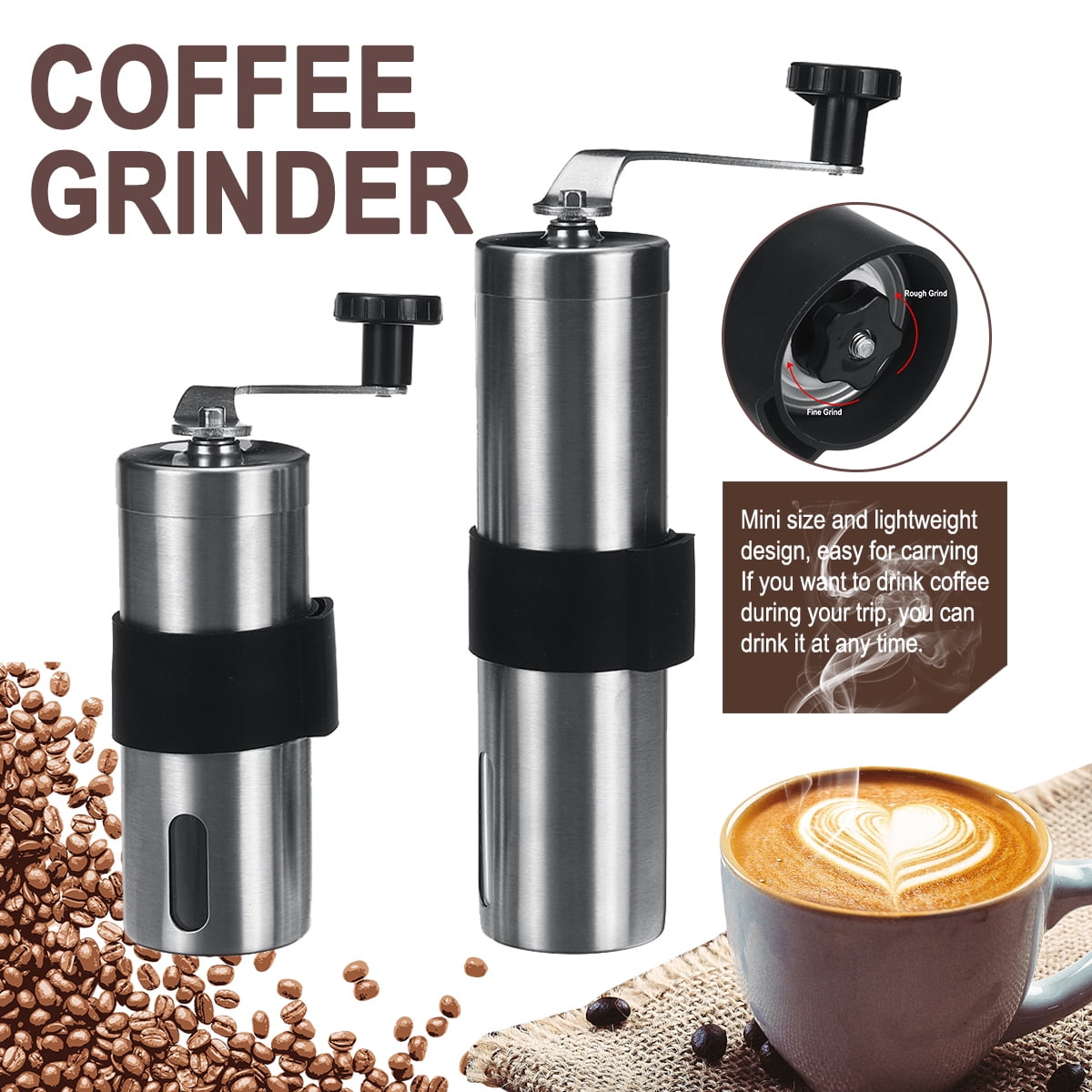 Manual Coffee Grinder , Hand Coffee Bean Grinder - Conical Burr Mill Turkish Beans, Espresso ...