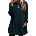 thumbnail image 6 of 2025 Winter Hoodie Navy Hoodie Long Sleeves Round Neck Sweater Dresses for Women 2025 Solid Color Soft Hoodie Gym Hoodie(3XL), 6 of 6