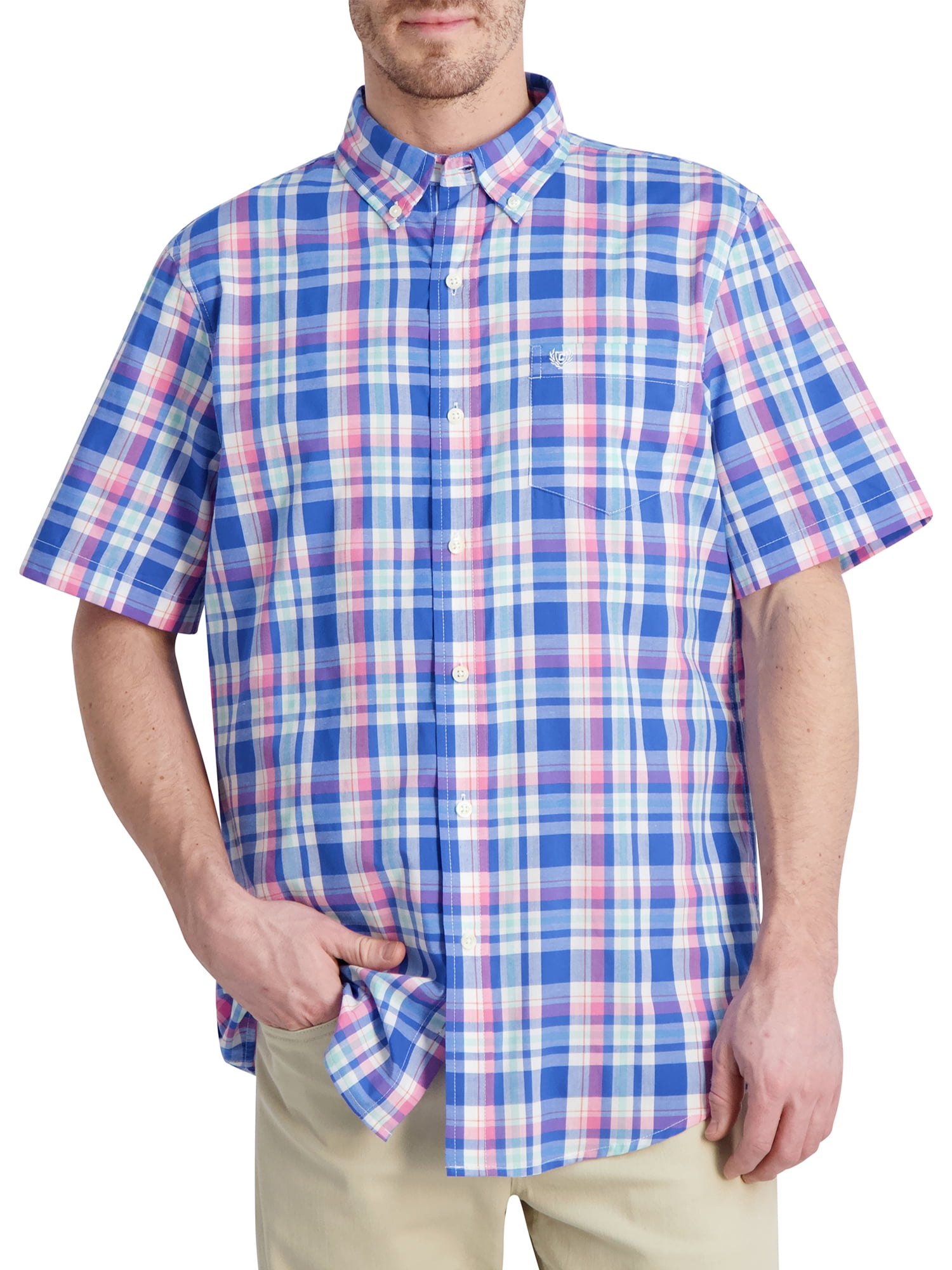 Chaps Men's Easy Care Sustainable Short-Sleeve Button Down Shirt-Size 