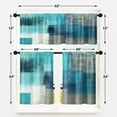thumbnail image 4 of Turquoise Kitchen Window Curtains Valance and Tier Set, Teal Grey Modern Rod Pocket Short Tier Curtain, Abstract Art Small Cafe Drapes for Kitchen Decor 52" x 24", 4 of 6