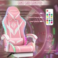 thumbnail image 5 of Hoffree Gaming Chair with Bluetooth Speakers Office Chair with Footrest and LED Lights Ergonomic Gaming Chairs High Back with Lumbar Support and Headrest Adjustable Swivel for Home Office,300lb, 5 of 9