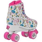 Roller Derby Women's Adjustable Roller Skates, White and Pink