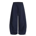 thumbnail image 5 of Xijirk Women Wide Leg Sweatpants with Elastic Drawstring Waist Loose Fit Side Pockets for Streetwear Casual Daily Wear,Navy,XL, 5 of 5