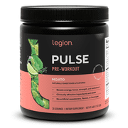مكمل ما قبل التمرين Legion Athletics Pulse، توت أزرق، محلى بشكل طبيعي بدون إضافة سكر، 350 مجم كافيين، 20 وجبة، مسحوق طاقة وتركيز عالي الأداء