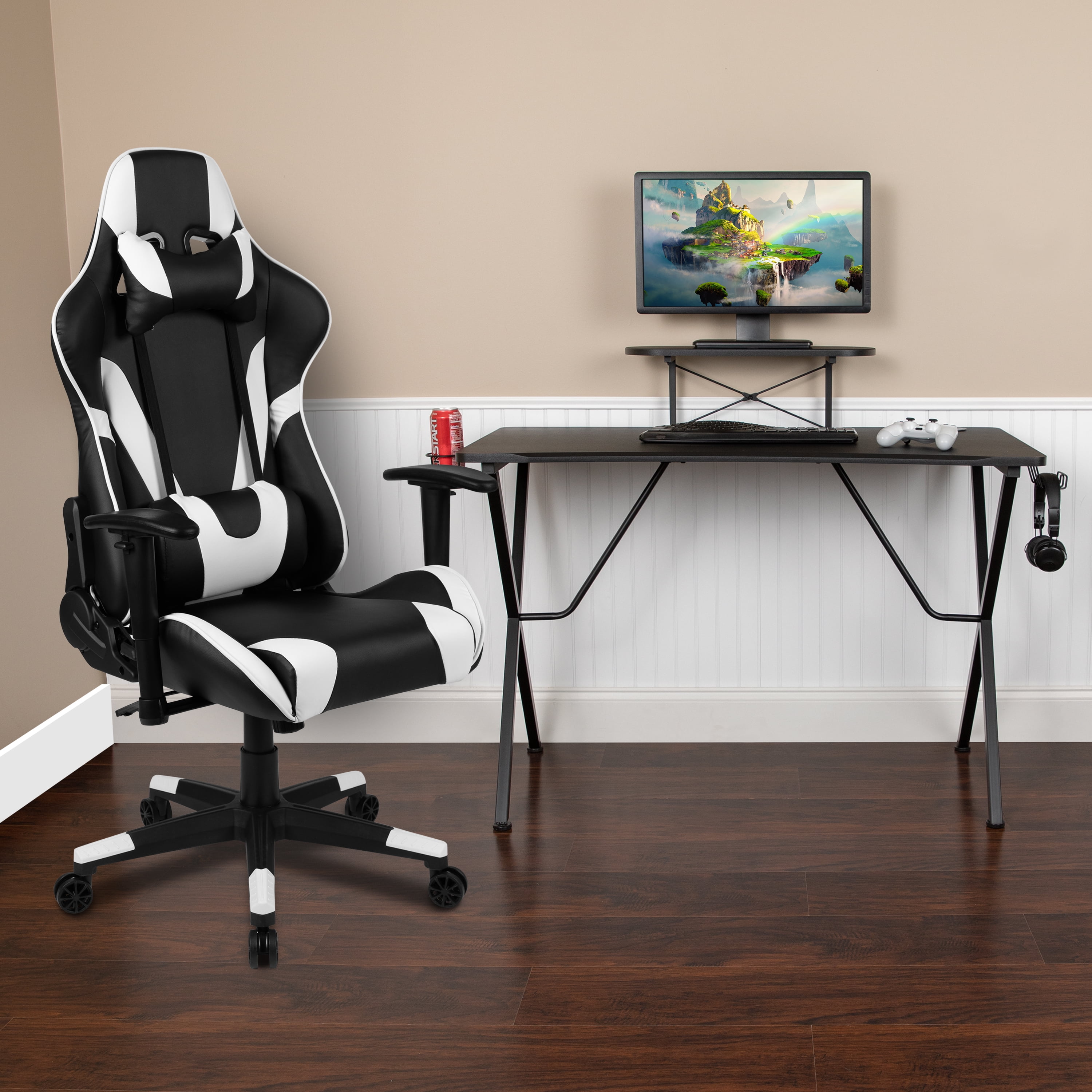 Flash Furniture Black Gaming Desk and Black Reclining Gaming Chair Set ...