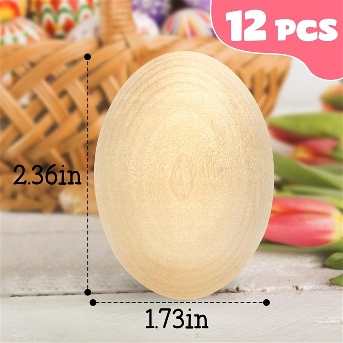 12 Pcs Wooden Eggs Painted Fake Easter Eggs Unpainted Fake Wooden Eggs for Crafts,Easter Decoration Wood Color