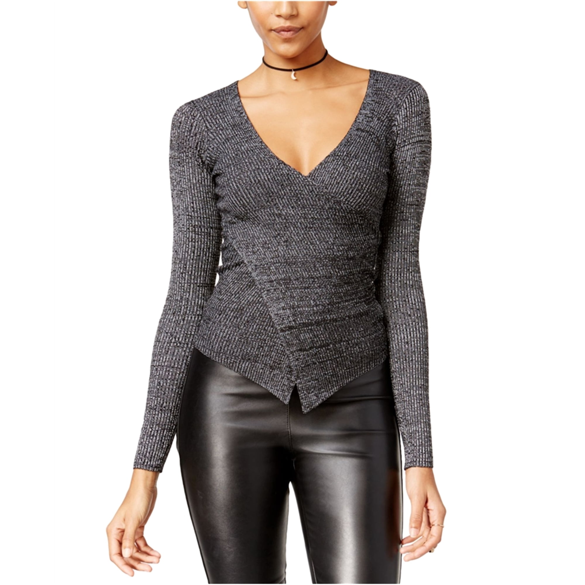 Material Girl Womens Wrap-Front Ribbed 