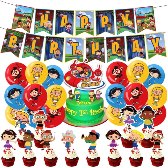 32 PCS For Little Einstein Theme Birthday Party Decorations,13 Cupcake Toppers,With 1 Happy Birthday Banner Garland,18 Balloons,for Party Supplies Decorations