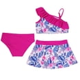 thumbnail image 2 of TiaoBug 3Pcs Kids Girls Bathing Suit Printed Swimsuits Ruffle Trim Tank Tops with Swim Briefs Skirt Rose Red 10, 2 of 7