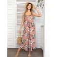 thumbnail image 4 of CALIPESSA Summer Pink Floral Print One Piece Casual Jumpsuits For Women, 4 of 5