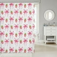 thumbnail image 2 of Pink Bowknot Kids Shower Curtains,Strawberry Summer Fruit Toddler Bathroom Curtains for Girls Women,Bow Tie Butterfly Knot Princess Cartoon Cute Waterproof Curtains,12 Hooks Suits,72"W x 72"L, 2 of 3